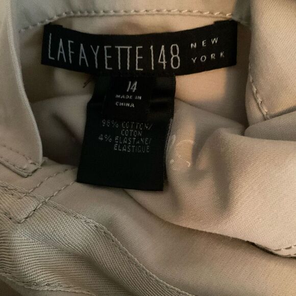 Lafayette 148 Jacket Blazer Swing Coat V-Neck Collar Hook Clasp Front Tan 14 - Picture 4 of 12